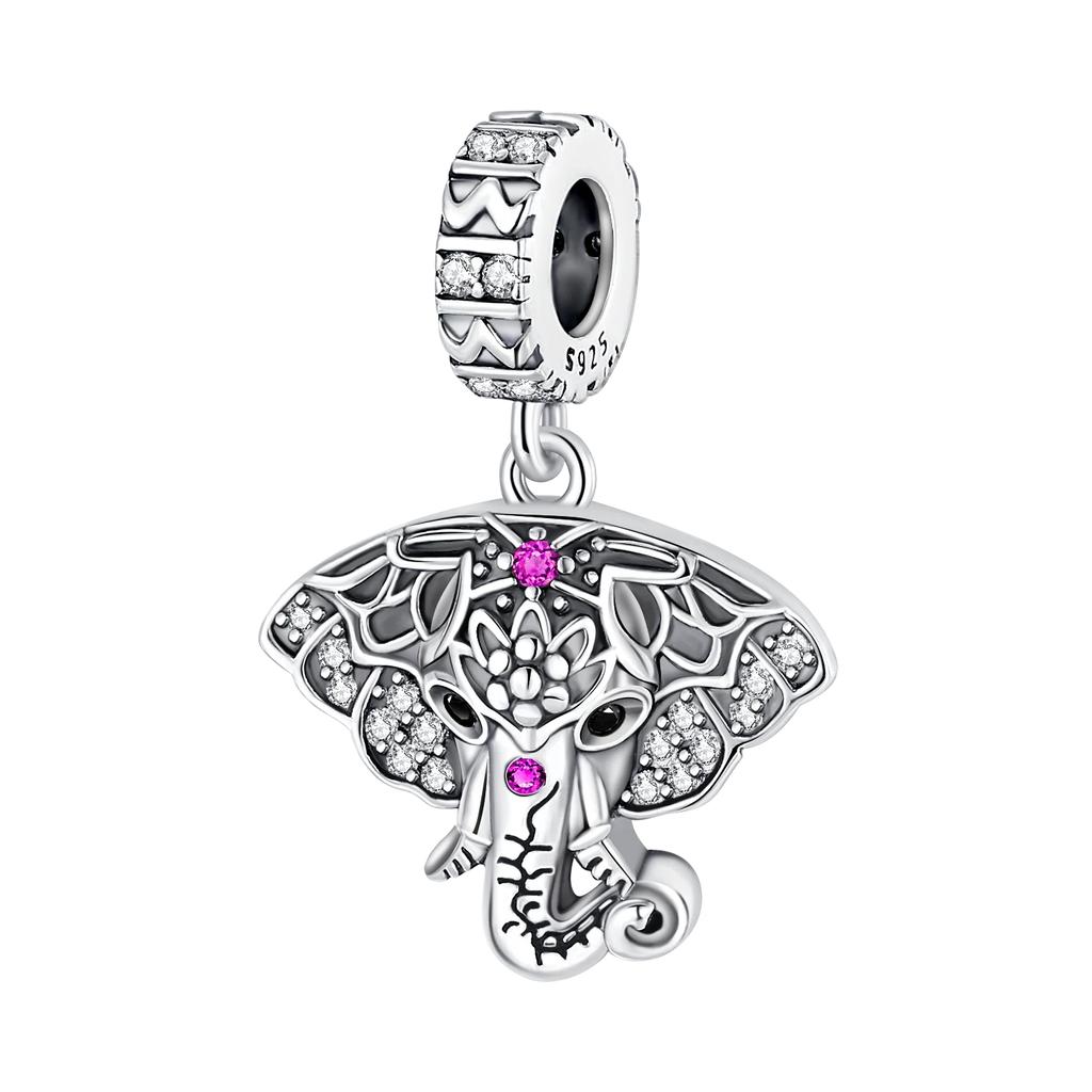 Creative Copper Large Ear Flower Fang Elephant Charm Fit Bracelet Women'S Pet Party Jewelry Accessories