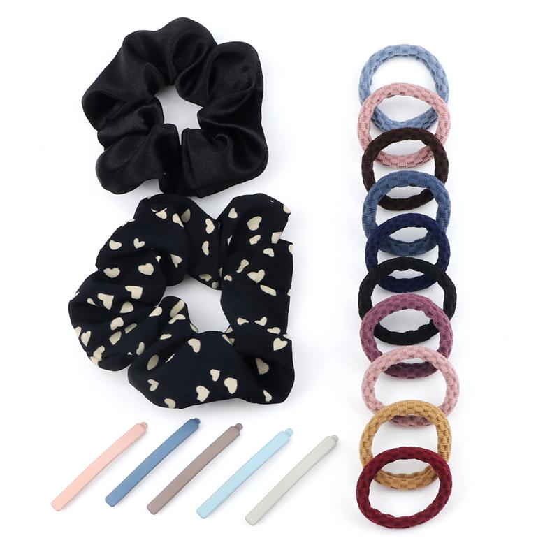 17PCS/Set Elastic Basic Hair Bands Hairpins Fashion Rubber Band for Women Girls Hair Clips Ties Headwear Hair Accessories Gifts
