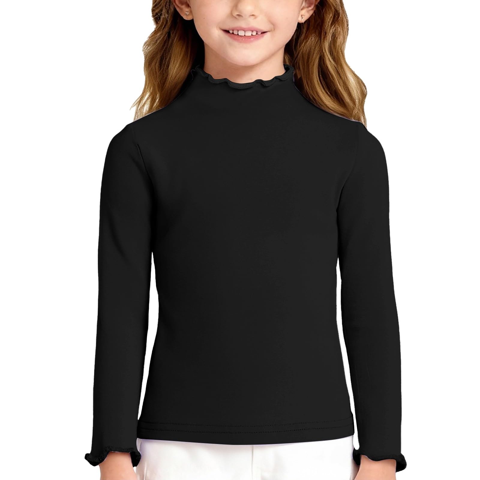 

Boy And Girls Color Long Sleeved T-shirt Round Neck Color T-shirt 120 чорний