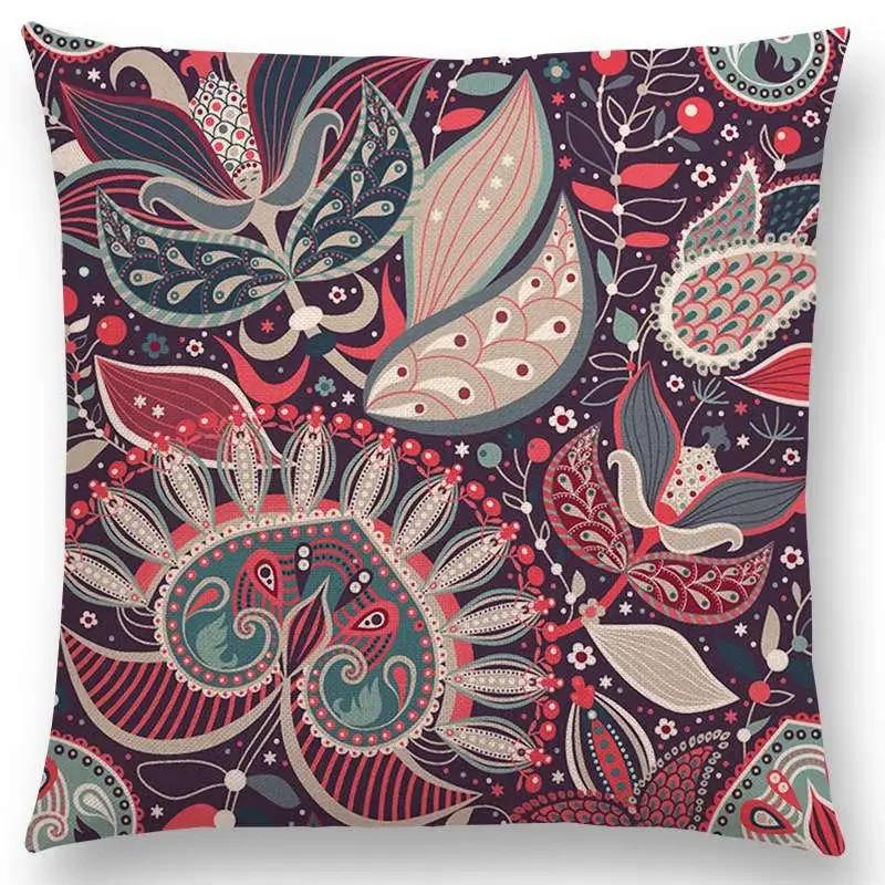 Newest African Animal Symbol Block Pillow Case Boho Geometric Floral Pattern Paisley Mandela Flowers Cushion Cover