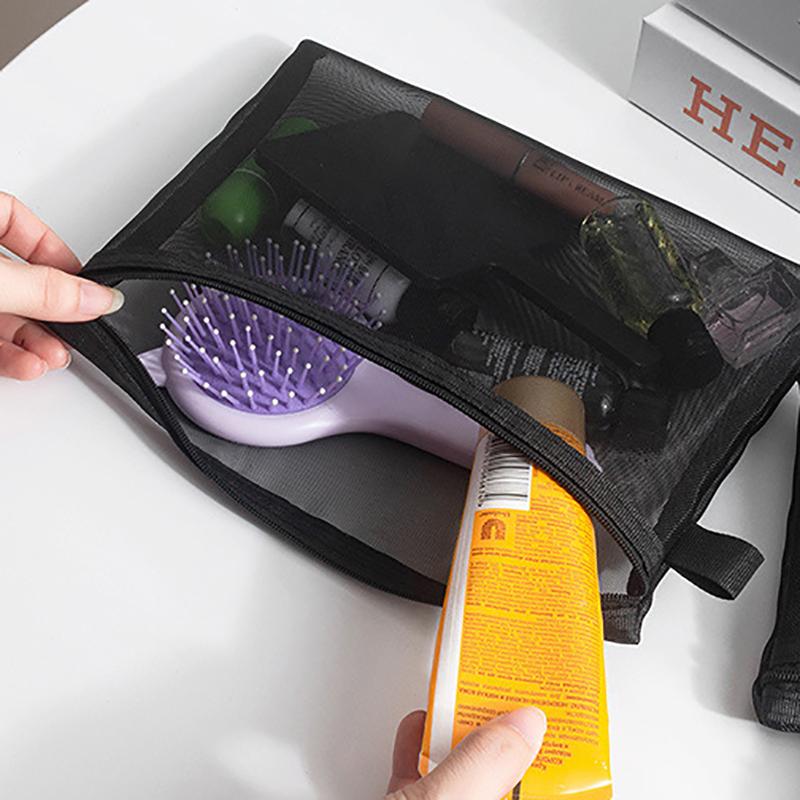 Nylon Mesh File Bag A4 A5 A6 Transparent Zipper Test Paper Information Student Pen Bag Transparent Mesh Cosmetic Storage Bag