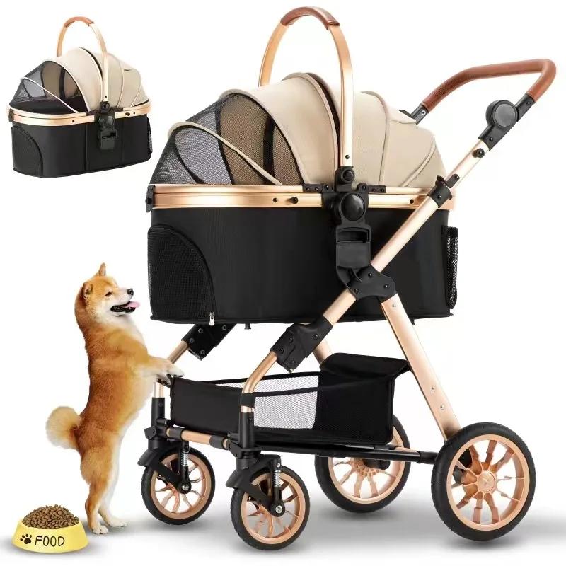 Pet Stroller Can Be Detached for Cats and Dogs The Large Space Is Comfortable and The Dog Stroller Is Easy To Fold