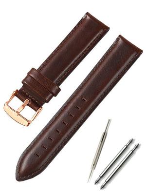 Calme Genuine Leather Watch Strap for DW Series Watches Calf Leather 14mm Replacement Instructions Included Dark Brown X Rose Gold - Band, - 20mm,