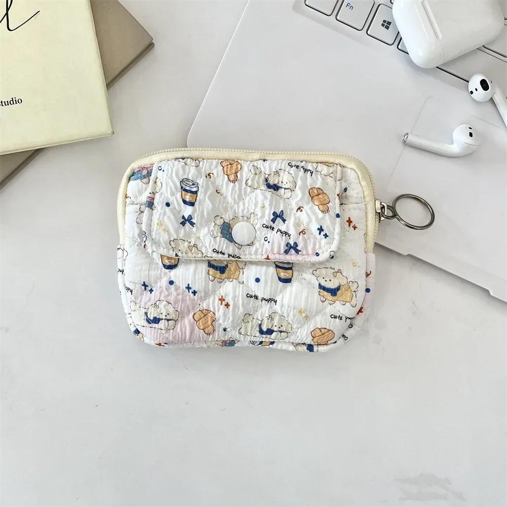 Cartoon Printing Mini Canvas Coin Purse Multifuctional Small Lipstick Bag Jewelry Packing Bag Card Holder