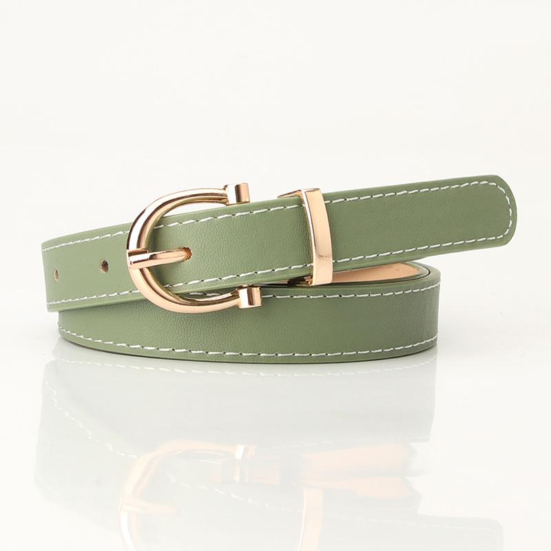 Korean Style Women's Multi-Color Leather Belt, Versatile Thin Waist Accessory for Students, Fashionable Match for Jeans and Clothing.