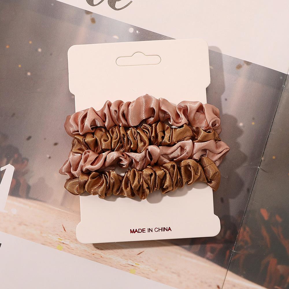 Cross-border Satin Hair Tie & Headband Set - Pig Intestine Style, Simple Ponytail, Leather Bun Tie