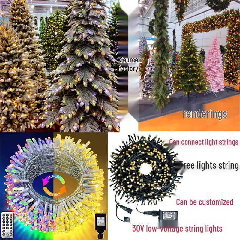 Colorful 8-Function Waterproof Low Voltage String Lights with Connectors for Christmas Trees and Decor