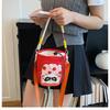 Cute Cartoon Print Water Bottle Bag Women's Commuter Satchel Soft Polyester Material Zipper Closure Vertical Shape Storage Bag