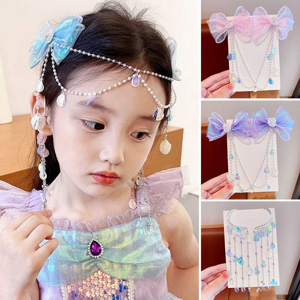 1 Pair Mermaid Princess Hairpin Bowknot Hair Clip Fashion Princess Headband  Kids