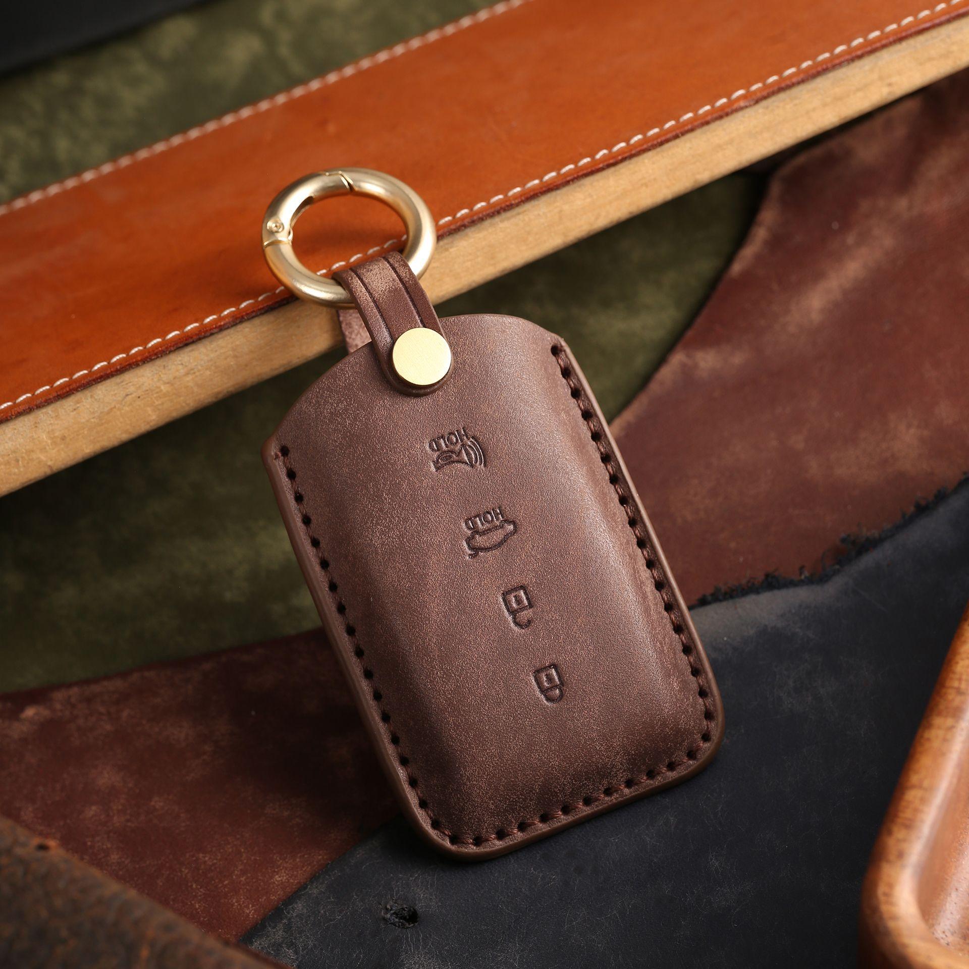

Suitable For Lawns Old Genesis High-End Leather Car Key Case, Cowhide Handmade Key Case коричневый