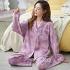Spring and Autumn New High-end Imitation Cotton Pajamas Women's Summer Long-sleeved Trousers Set Women's Loose Large-size Loungewear