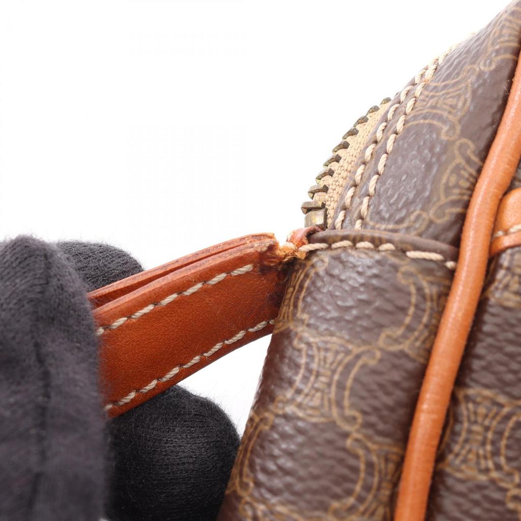 Used CELINE Macadam business bag clutch bag PVC coated canvas leather Brown Used Women