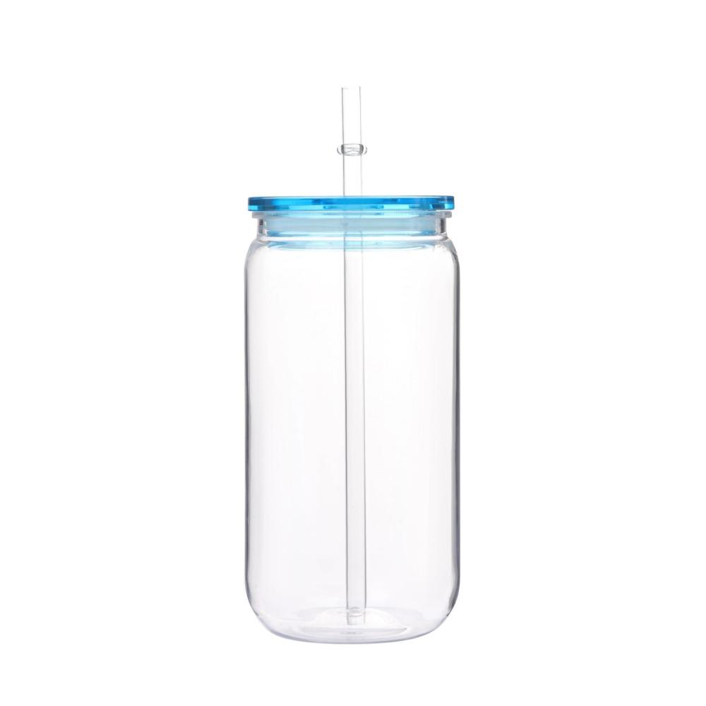 Vaso de plástico transparente con pajita y tapa de color Viene con pajita y tapa para vaso Puede Leche Café A prueba de derrames 16 OZ