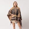 Women S Plaid Tassel Scarf Warm Dual Use Shawl European Fashion