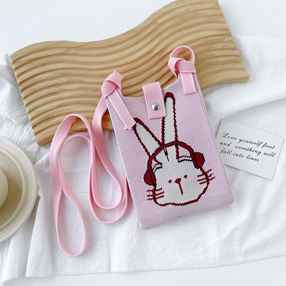Cute And Sweet Knitted Mobile Phone Bag Shoulder Crossover Handheld Premium Mini Small Bag Mobile Phone Bag