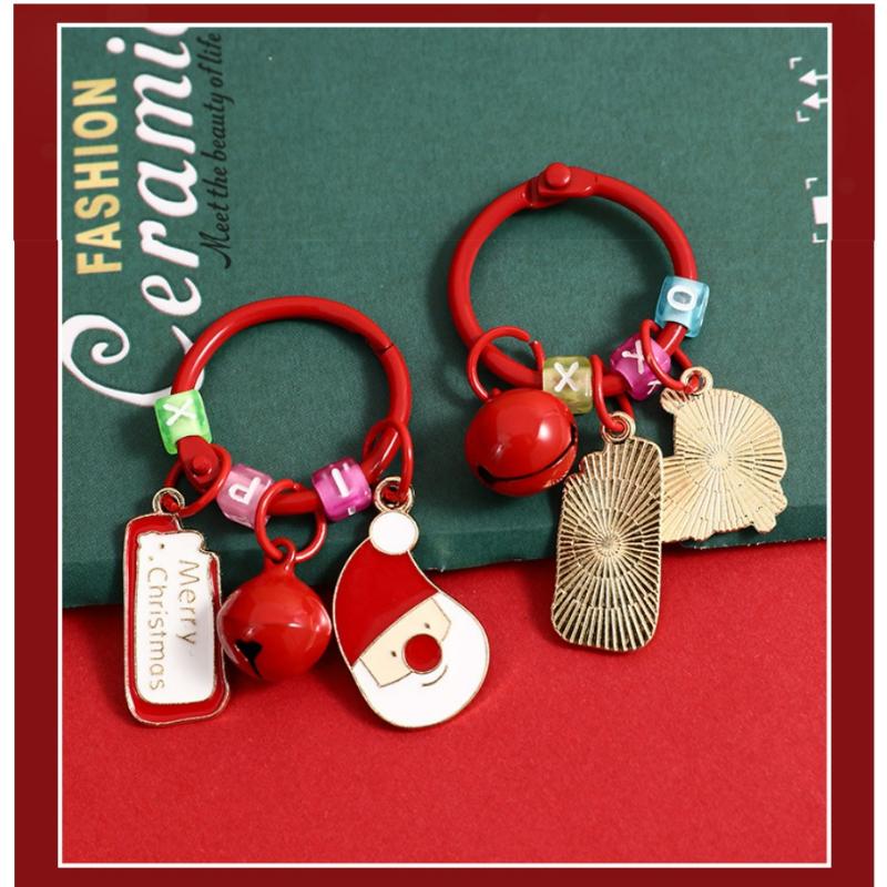 Charm pentru geantă Desen animat Etichetă de Crăciun Pandantiv Pom de Crăciun Xmas Moș Crăciun Breloc Coroniță Creativă de Crăciun Cerb Inel de Chei Fete