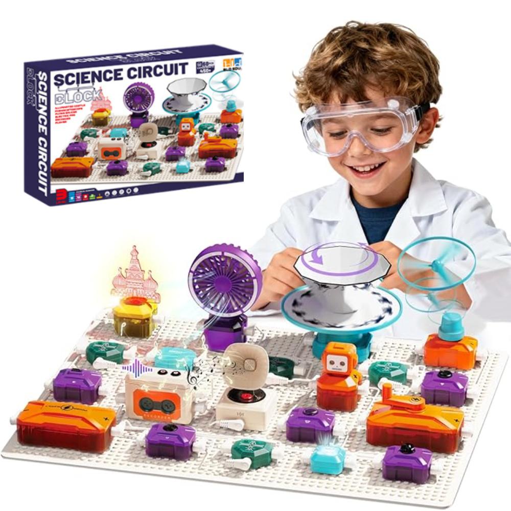 68PCS Science Circuit Kit - 450+ STEM Projects! Rotational Imaging, Sound Recording Playback,Electronics Exploration Toy Kids
