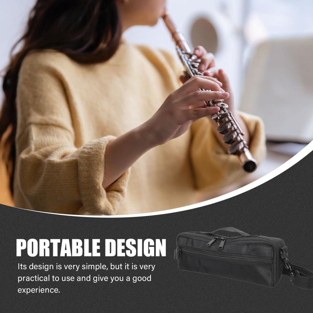 NOLITOY Piccolo Bag Flute Case Hard Shell Protective Case with Adjustable Straps Musical Instrument Storage Bag Lightweight Durable Black