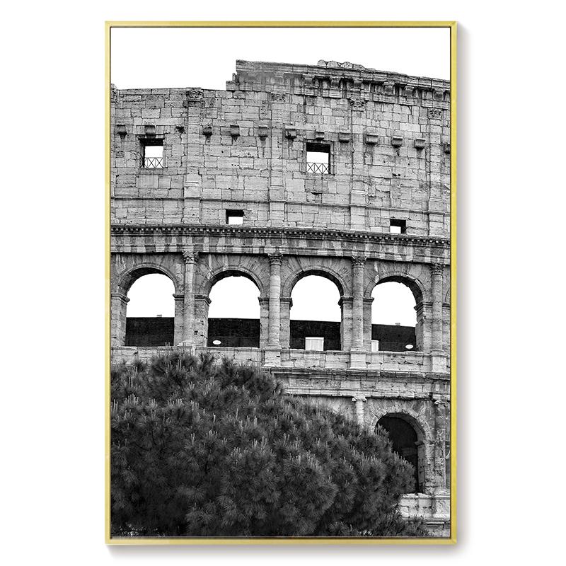 Blanco y Negro Italia Coliseo Lienzo Pintura Pósters Roma Monumento Antiguo Coliseo Clásico Arte de Pared Imagen Decoración Salón