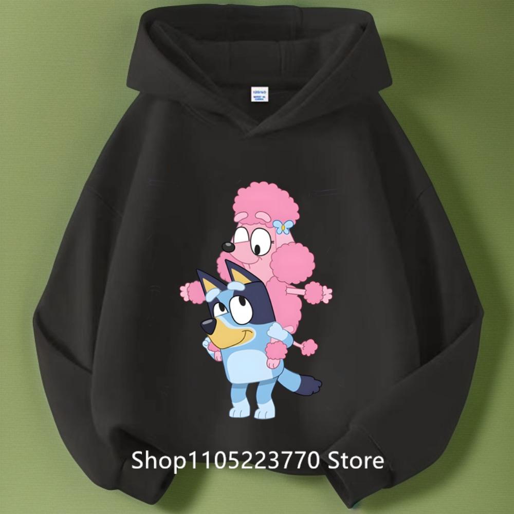 

2026 Дитяча синя толстовка Bluey З еластичними манжетами Зимова З мультяшним аніме-принтом Затишна кофта Хлопчики Дівчата 160