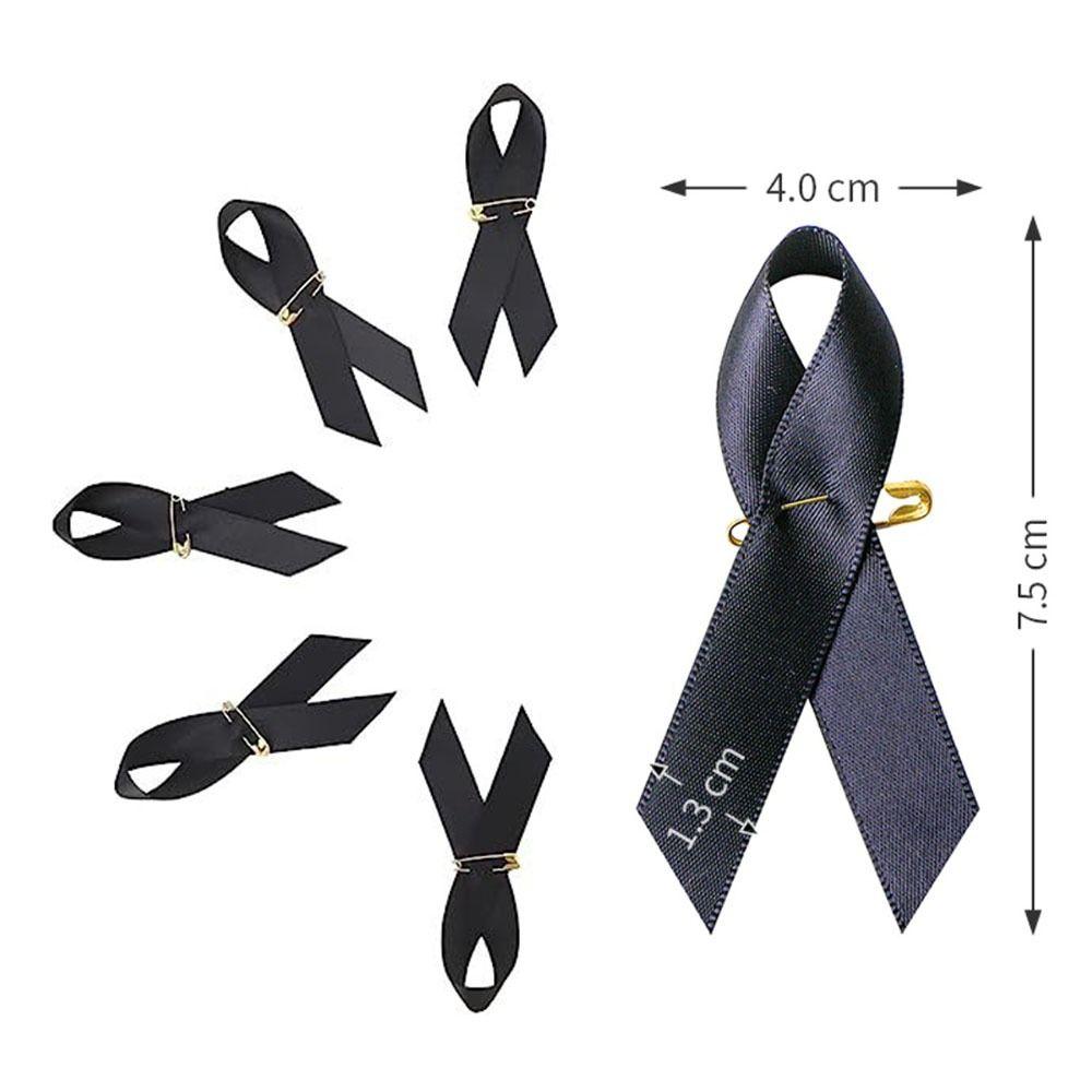 10Pcs Portable Memorial Black Ribbon Brooch Souvenir Queen Black Badge Pin Black Mourning Bow Brooch for Funerals and Mourning