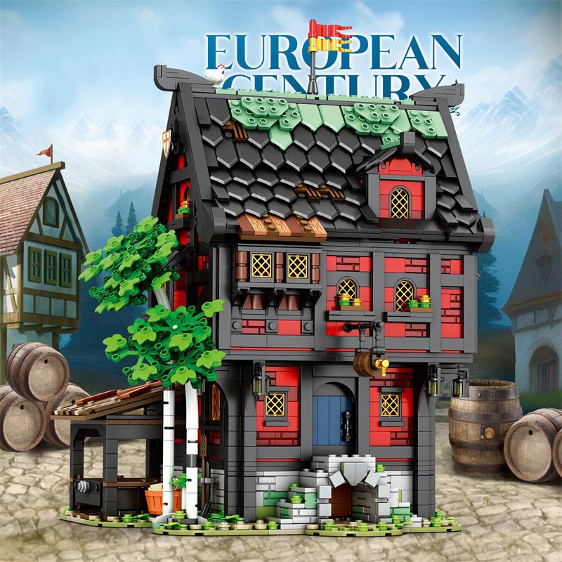 2953PCS Crusader Hotel Building Blocks European Street View Hotel Building MOC Model Bricks Desktop Ornaments Kids Toys Gifts
