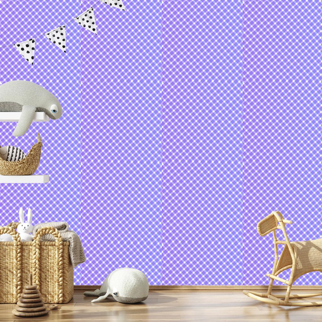 Blue and Lavender Checkered Wallpaper for Living Room and Bedroom 50x1000