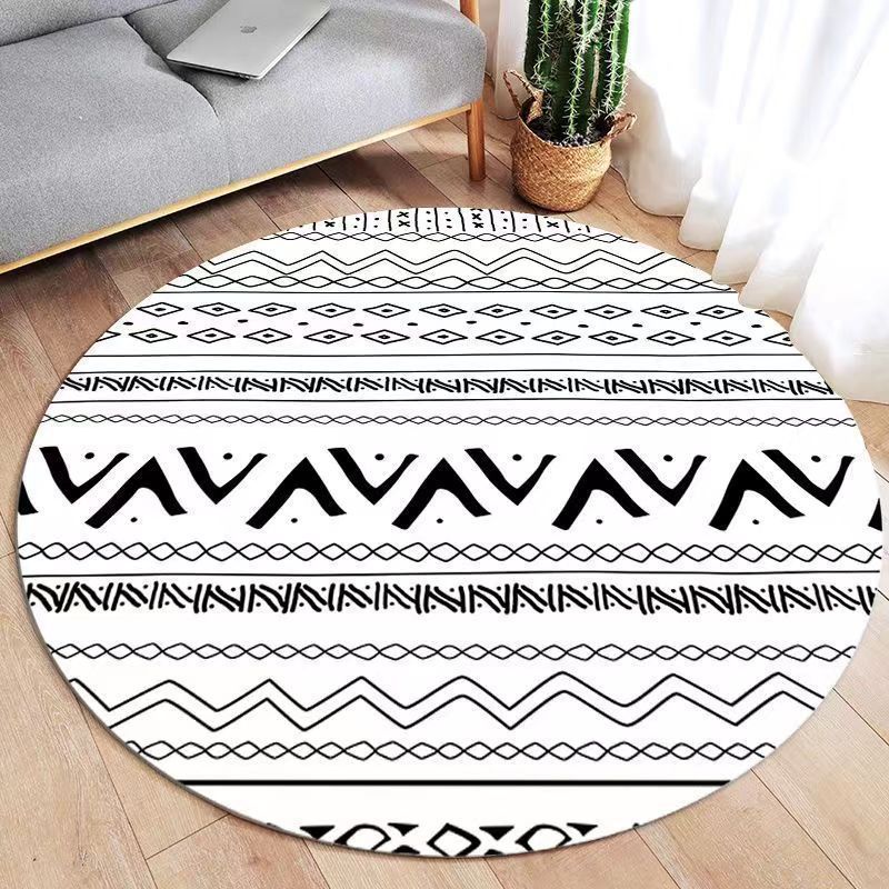 Round Geometric Pattern Carpet Diamond Line Circle Stripes Design Mat Modern Minimalist Home Decor Rug for Living Room Bedroom