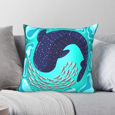 Whale Shark Ocean Square Pillowcase Polyester Linen Velvet Creative Decor Throw Pillow Case Room Cushion Cover 45X45