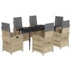 VidaXL Ensemble à Manger de Jardin avec Coussins 7 pcs, Table et Chaises avec Dossier Réglable, Meubles d'Extérieur Patio 3212396