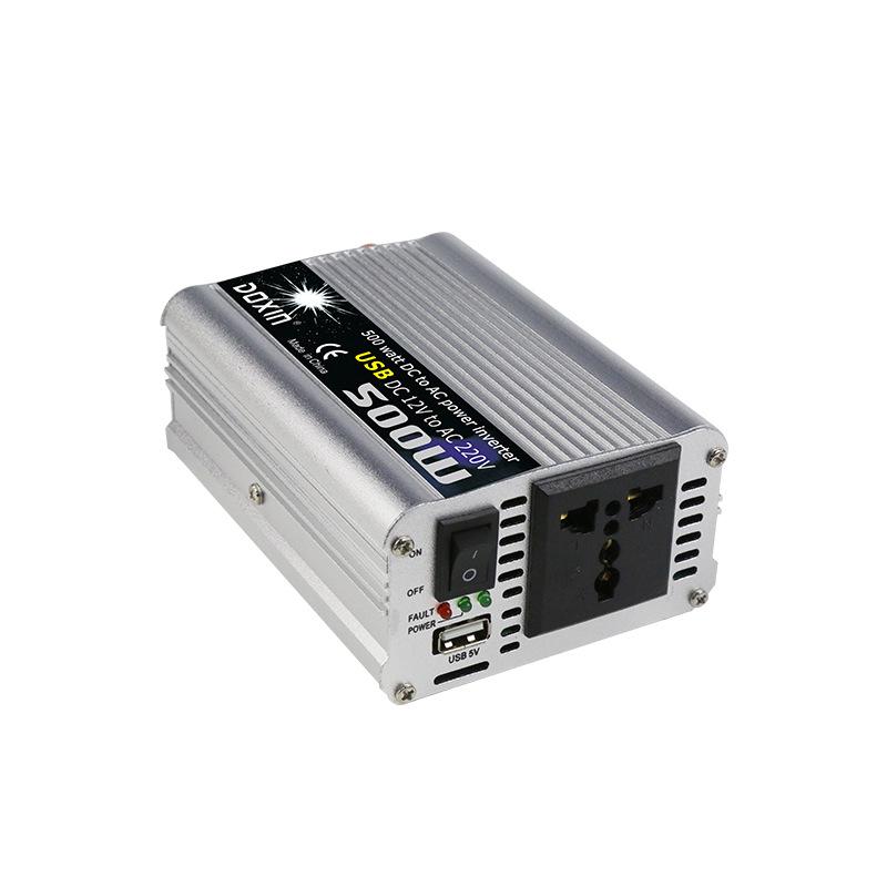 DOXIN 500W 12V-to-220V Car Inverter with USB, Silver, Modified Sine Wave Converter