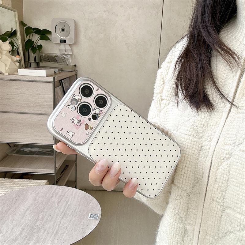 Cute Cartoon Polka Dot Bear & Rabbit Case for iPhone 17/16 Pro Max/15/14