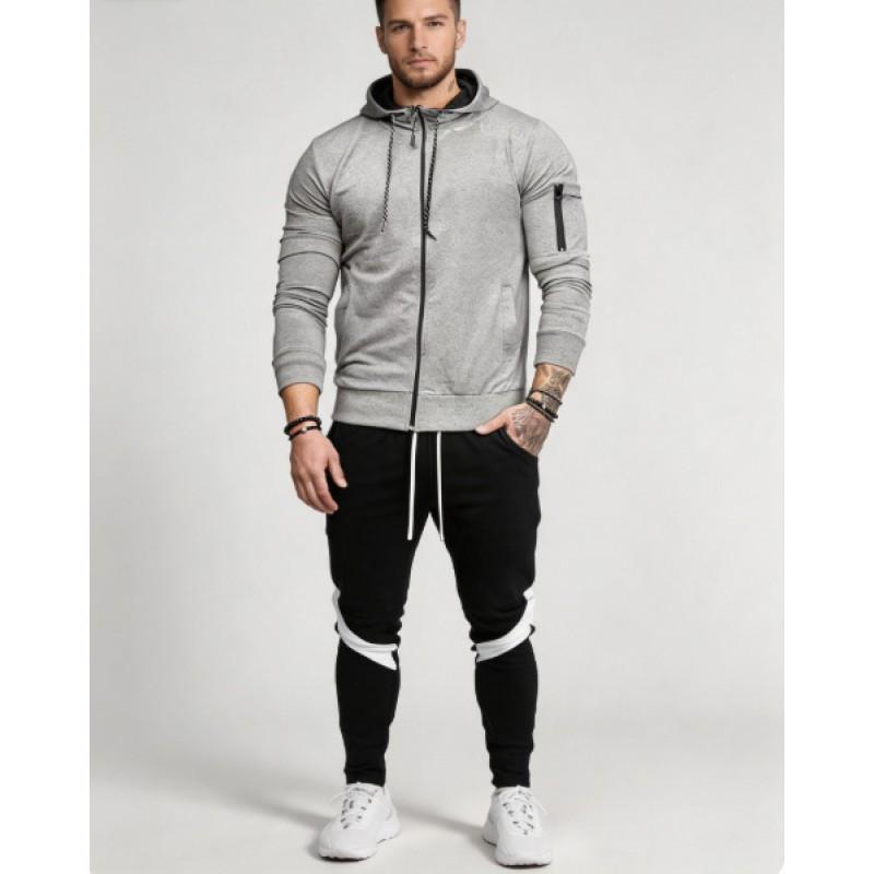 Mens Winter Casual Tracksuit Hooded Sweatshirt Pants Set Outdoor Sportswear Two-Piece
