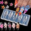 3D Spring Flower Nail Silicone Carving Mold Lily Hibiscus Design Nail Art Print Stencils Diy Manicure Template Tools