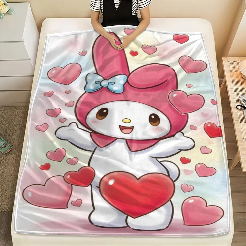 Pink Bunny Umbrella Cloud Print Blanket Home Decor Soft And Comfortable Machine Washable Nap Blanket Outdoor Plush Blanket