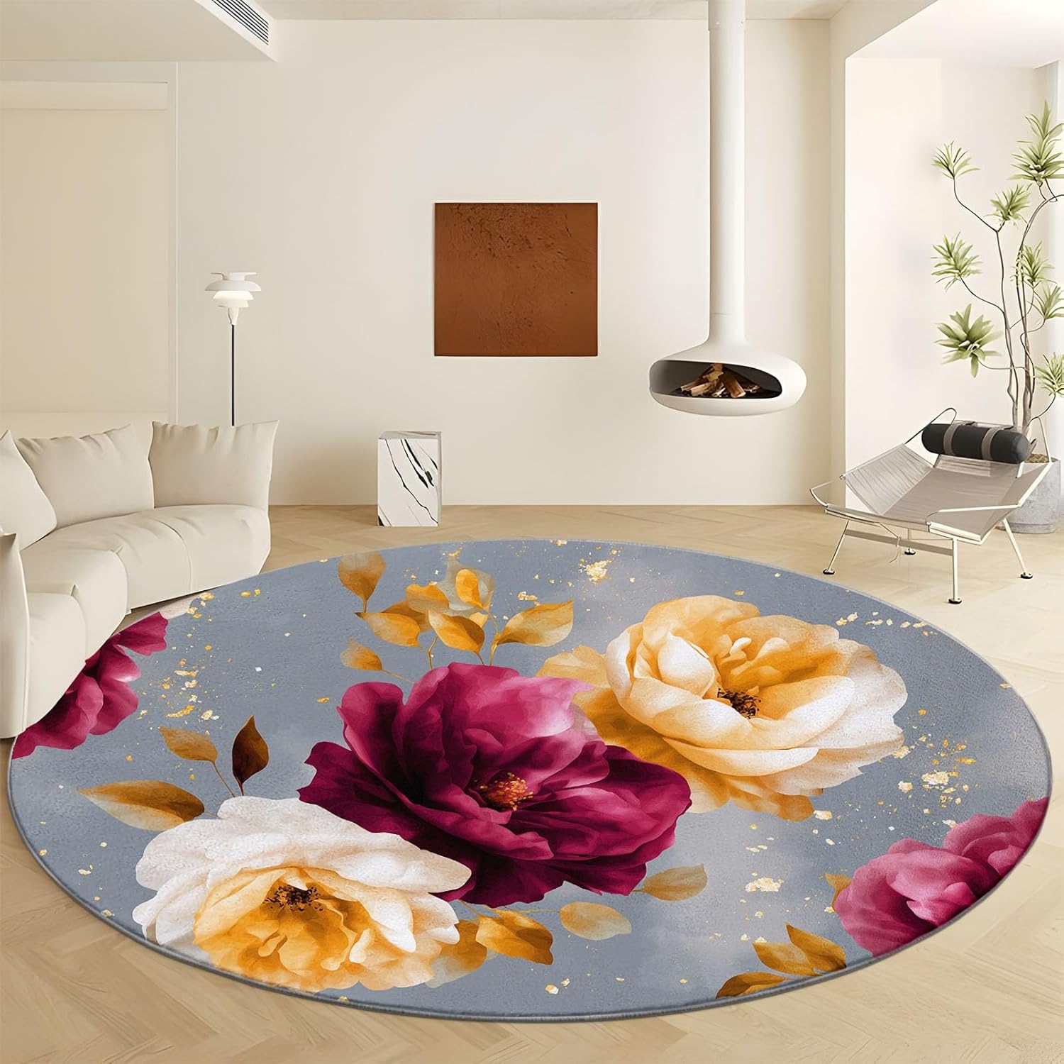 

Cartoon Style Print Round Rug Retro Sci Fi Spaceship Washable Circular Carpet, Non Slip Circle Area Rug Carpet Absorbent Mat for 100cm