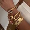 Salircon Fashion Simple Hollow Water Drop Shaped Curved Metal Spring Bangles Women Vintage Gold Color Steampunk Bracelet Jewelry