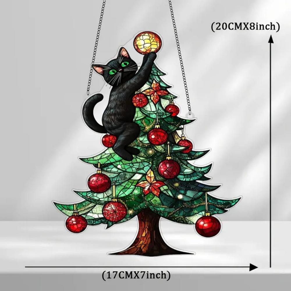 Funny Creative Christmas Acrylic Black Cat Pendant Delicate Fashion Xmas Tree Decorations Durable Hangable Ornaments Kids Gift