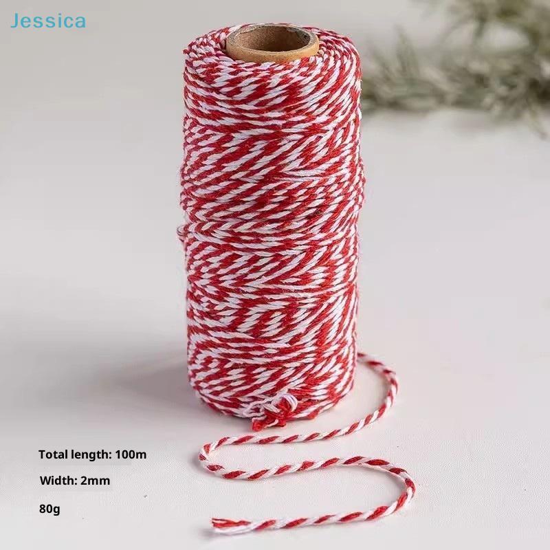 Red & White Bakers Twine - 100m Cotton String for Gift Wrapping & Craft Projects