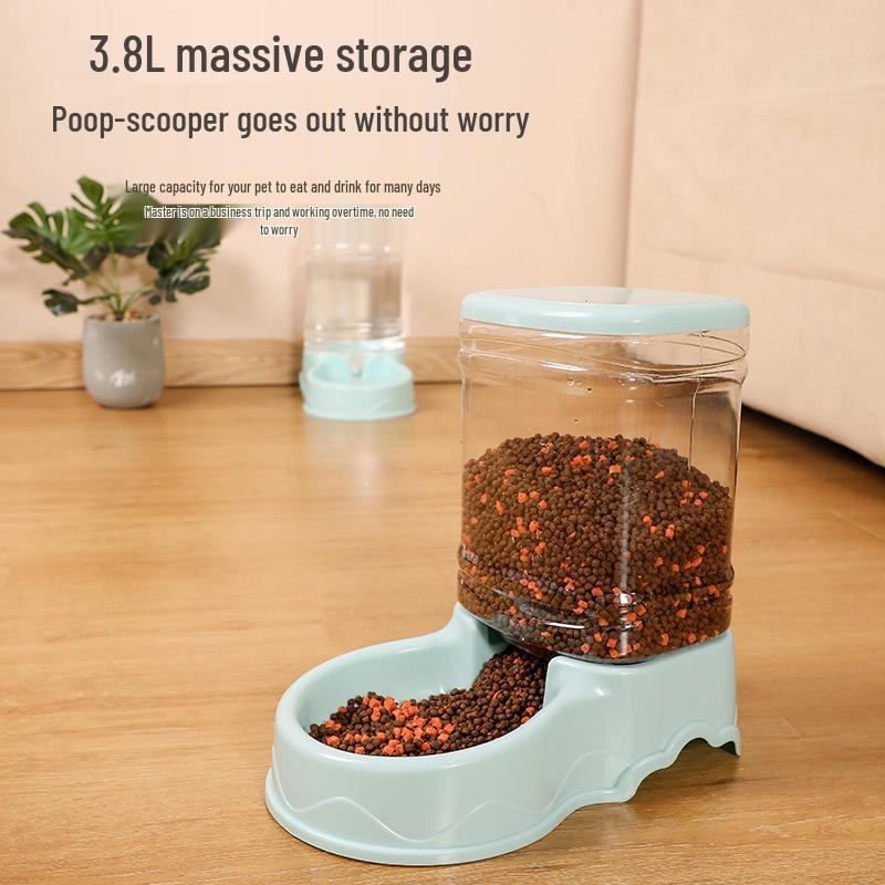3.8L Automatic Pet Feeder & Water Bowl: Large Capacity for Cats and Dogs
