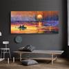 Nordic Landscape Oil Painting Harbor Sailboat Watercolor Art Canvas Painting Living Room Corridor Office Home Decoration Mural No Frame