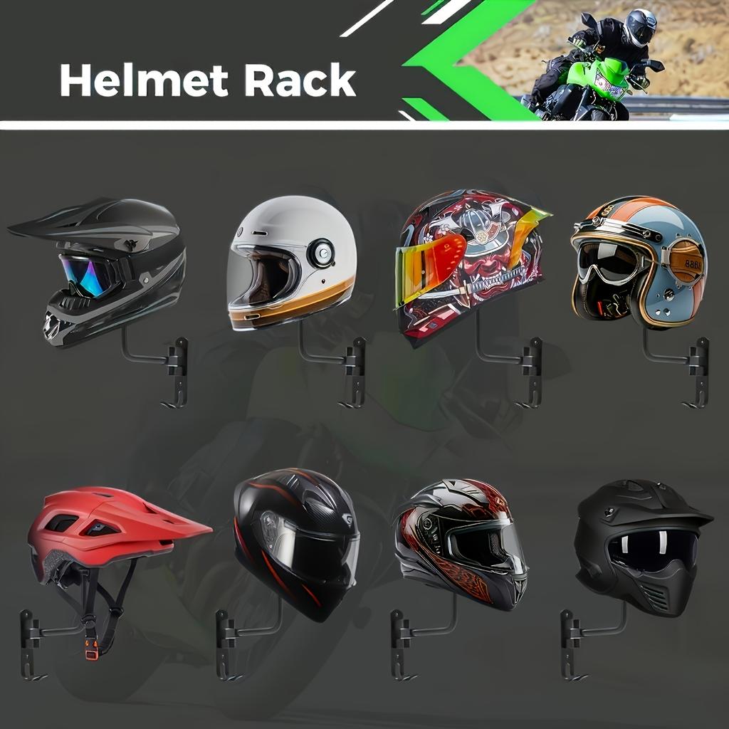 Aluminum Alloy Motorcycle Helmet Rack, Wall Mount Metal Bike Helmet Holder, Bicycle Helmet Display Hanger Stand, Suitable for Most Helmets