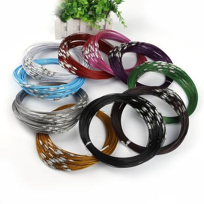 Mix Colors 10pcs/lot 46cm Stainless Steel Necklace Wire Cord For DIY Craft Jewelry Roughness 1MM Women Choker Necklace