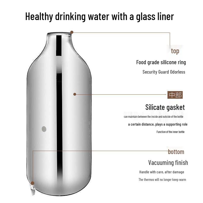 Stainless Steel Insulated Thermos with Glass Liner, Large Capacity for Home and Dorm Use