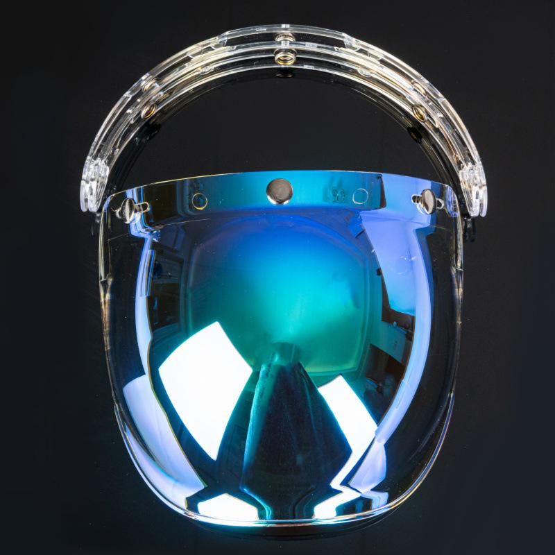 Retro Bubble Lens Motorcycle Helmet with Frame - Three-Button Design