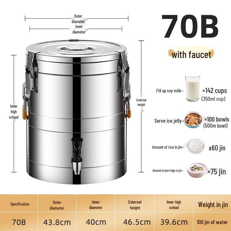 Lainuo Commercial Stainless Steel 70L Dual-Compartment Insulated Food Carrier