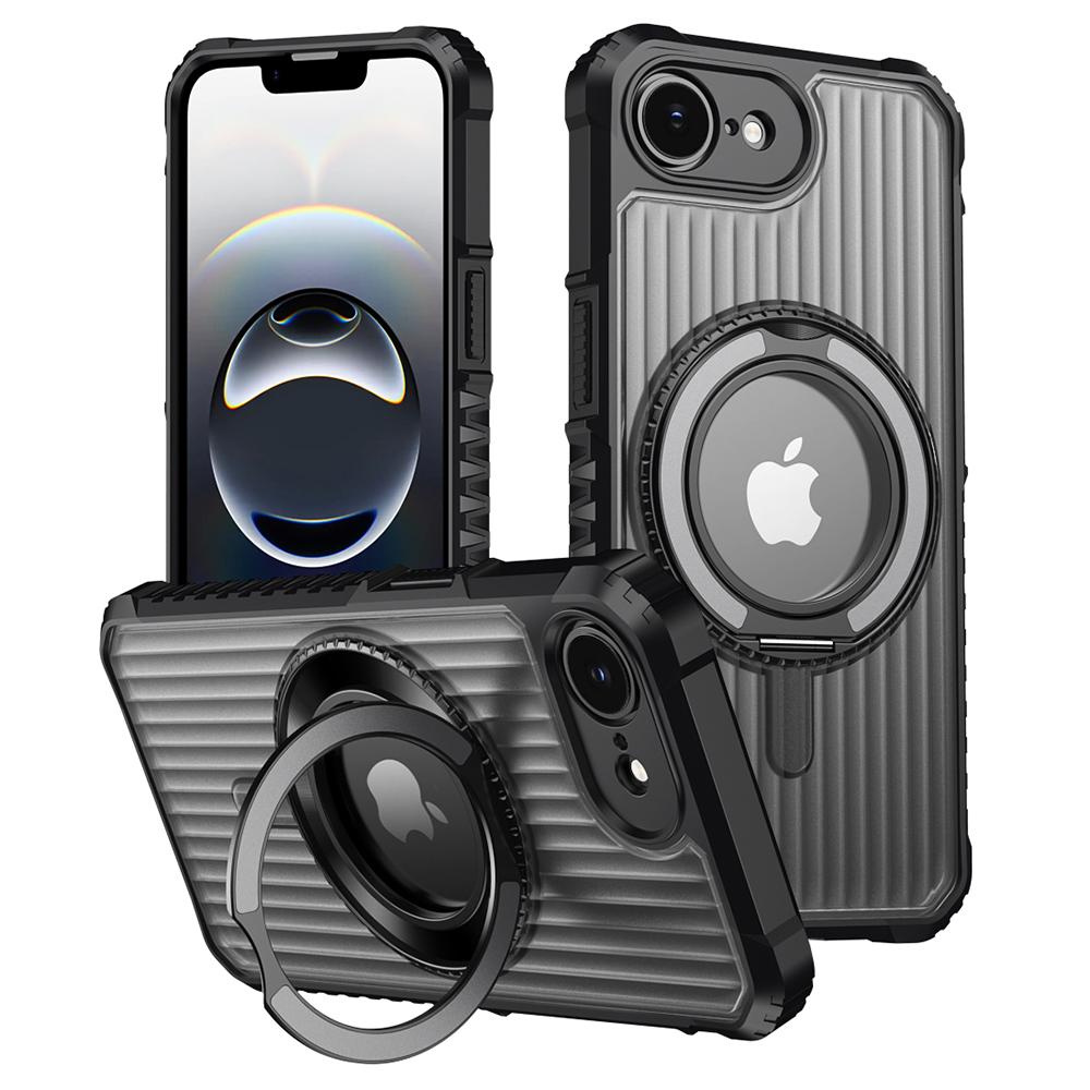 

Магнитный чехол для iPhone 16e с подставкой PC+TPU Задняя крышка для телефона Dark Grey