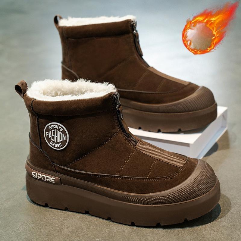 Mens soft elastic winter warm cold padded snow boots thick bottom non-slip wear outdoor leisure sports mountaineering Martin cotton boots