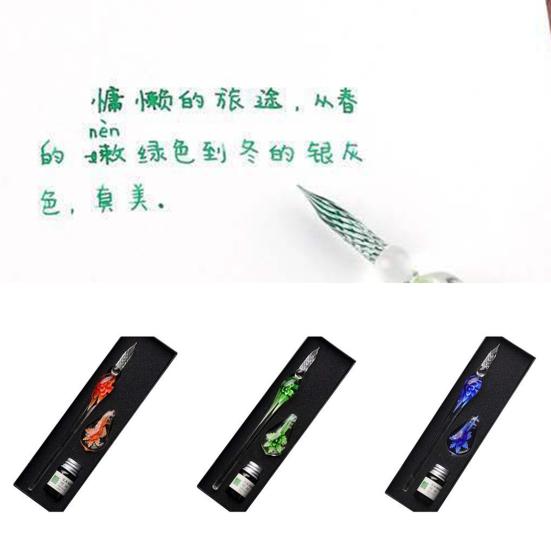 Ink Pen Easy Clean Writing Bright Color Student Gift Glass Pen
