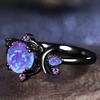 2025 Mode Damen Runde Lila Imitation Feueropal Schwarze Ringe für Damen Braut Accessoires Hohe Qualität Vintage Schmuck Geschenke